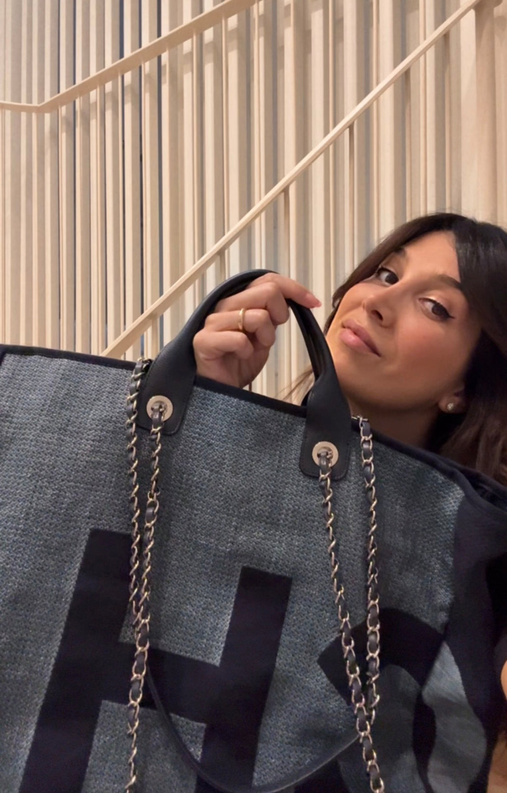 Chanel Large Denim Logo Tote