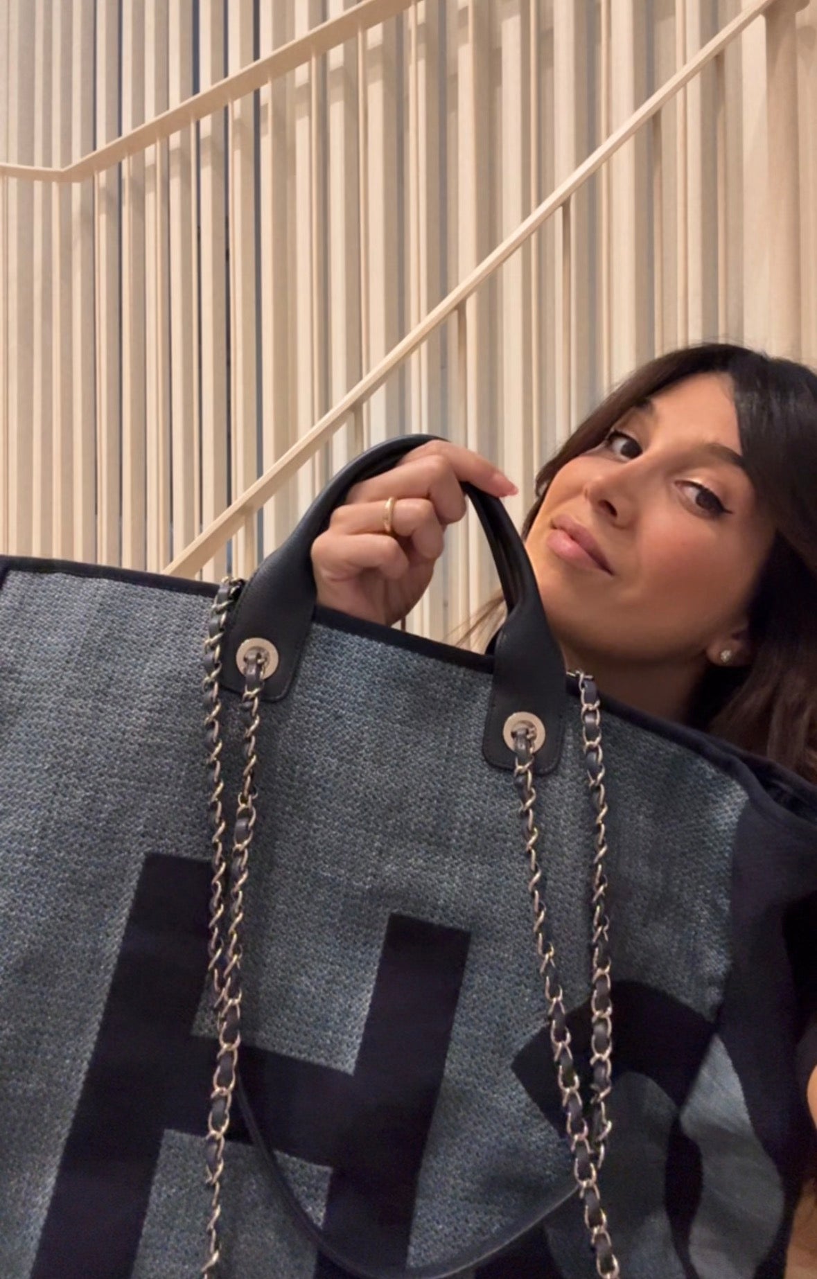Chanel Large Denim Logo Tote