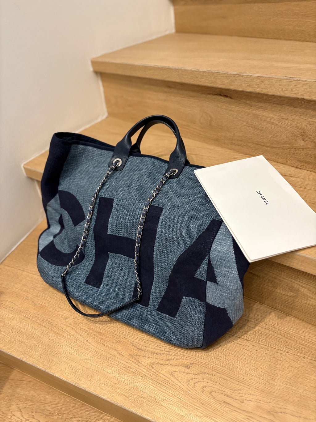 Chanel Large Denim Logo Tote