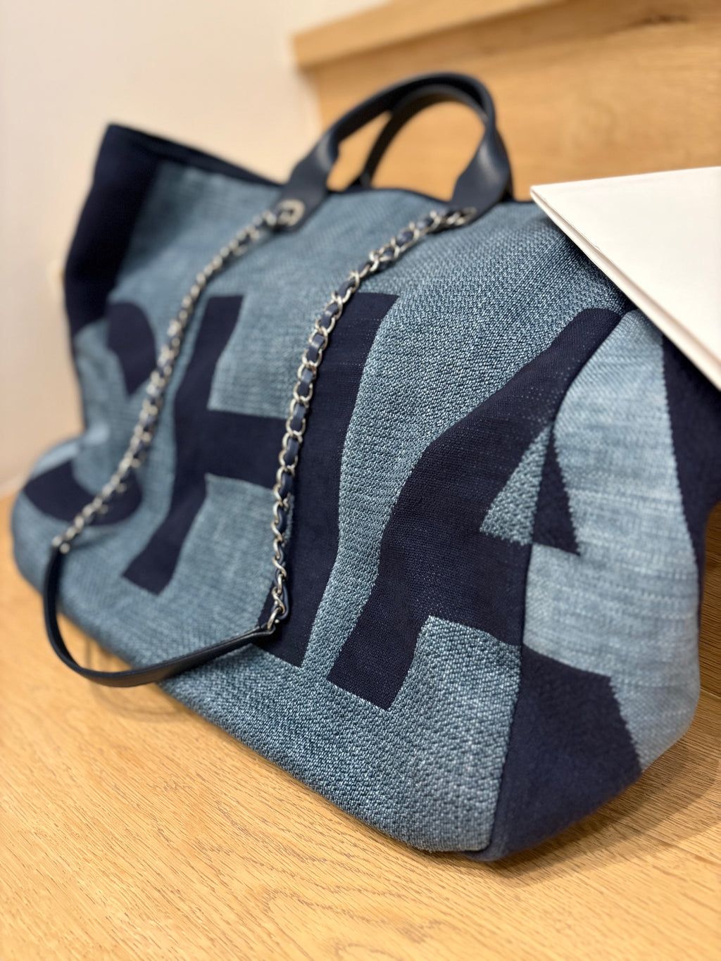 Chanel Large Denim Logo Tote