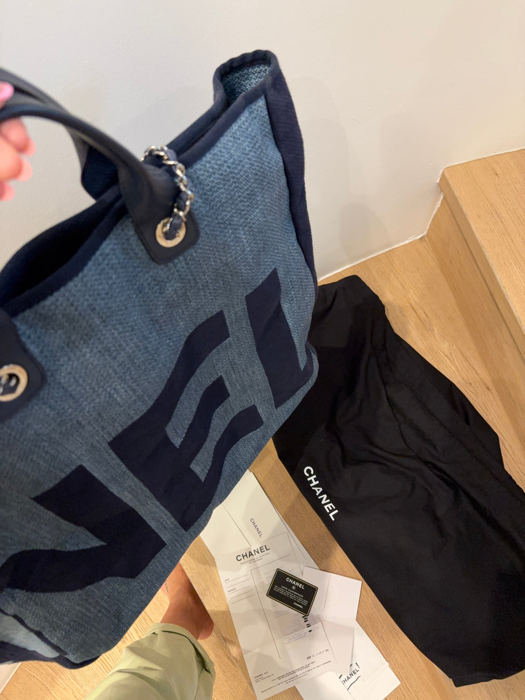 Chanel Large Denim Logo Tote